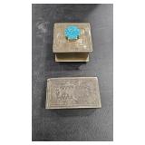 J. ALEXANDER TURQUOISE JEWELRY BOX & MATCHBOX