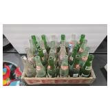VINTAGE WOOD PEPSI CRATE & ASSORTED SODA BOTTLES