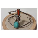 TURQUOISE & CORAL NATIVE AMERICAN CUFF