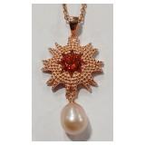 .925 PADPARADSCHA COLOR & PEARL ROSE GOLD COLOR