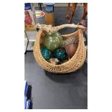 MERCURY GLASS BALLS IN DECOR BASKET