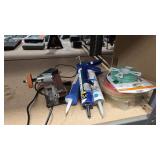 3 CALK GUNS, MINI SANDER & WEED TRIMMING STRING