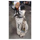 VINTAGE PING BAG W/ TRUE TEMPER CLUBS AND SHOES