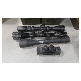 3 RIFLE SCOPES AND TRU GLO RED DOT SIGHT