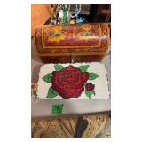 PAINTED BOX & BEADED WALLET