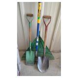2 SHOVELS AND 2 RAKES