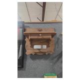 WOOD WALL SHELF W/ DRAWER & MIRROR