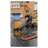 END OF THE TRAIL SCULPTURE & NATIVE AMERICAN VASE