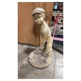 HEAVY CONCRETE GARDEN SCULPTURE GOLFER