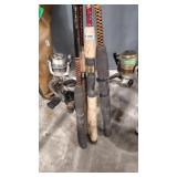 GROUP OF FISHING RODS & REELS