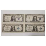 4 - 1957 $1 SILVER CERTIFICATES