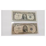 1957A  $1 & 1953B $5 SILVER CERTIFICATE