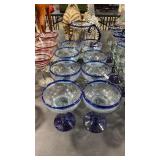 COBALT HAND BLOWN MARGARITA GLASSES & PITCHER