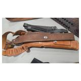 2 LEATHER AMMO BELTS & HOLSTER