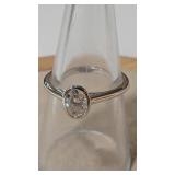 MOISSANITE 1 CT OVAL BEZEL SET STERLING RING