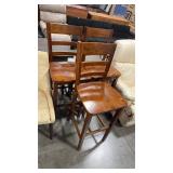 3 WOOD PUB HEIGHT STOOLS