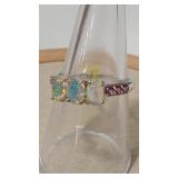 .925 PINK TOURMALINE & OPAL COLOR GEMSTONE RING