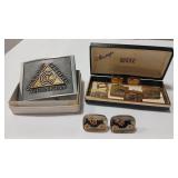 CUFF LINK VTG ASSORTMENT & CHEVY BELT BUCKLE