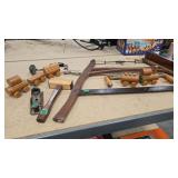 WOOD WORKING TOOLS W/ HANDMADE WOOD TRAINS