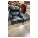 LEATHER NAILHEAD ACCENT CHAIR & OTTOMAN