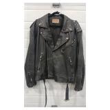 M JULIAN LEATHER COAT W/ BACK GRAPHIC