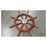 SHIPS WHEEL DECOR W/ BRASS ACCENT