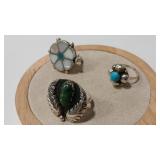 3 - .925  NATIVE AMERICAN STYLE RINGS