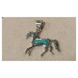 STERLING & TURQUOISE PONY PENDANT