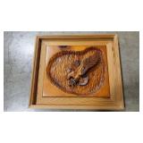 WOOD CARVED EAGLE FRAMED ART