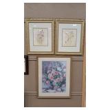 3 - GOLD FRAMED BOTANICAL PRINTS