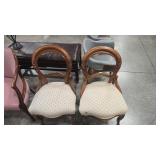 2 -  CARVED MAHOGANY UPHOLSTERED CHAIRS