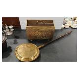 BRASS BED WARMER & MAGAZINE RACK