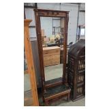 MIRRORED HALL BENCH W/ MARBLE SEAT
