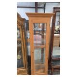 OAK LIGHTED GLASS SHELF CURIO