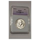 1949 D FRANKLIN HALF APCG SLABBED MS65