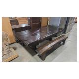 RUSTIC LOG TABLE & BENCH SEATING