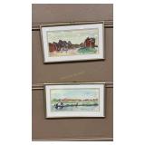 2 - ORIGINAL CARABIAN THEME FRAMED WATERCOLORS