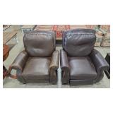 2 - FAUX LEATHER NAIL HEAD ACCENT MANUAL RECLINERS