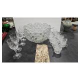 GLASS PUNCH SET & CRYSTAL WINE GLASSES