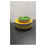 7 - FIESTA DINER & 4 SALAD PLATES MULTI COLOR
