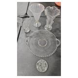 BERGDALA FAN VASE , IMPERIAL CANDLEWICK CAKE PLATE