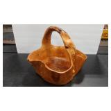 BURL WOOD CARVED BASKET