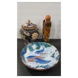 ASIAN THEME POTTERY & WOOD DECOR ASSORTMENT