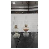 2 - KEROSENE VTG LAMPS & HURRICANE SHADE