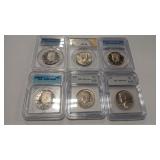 6 - GRADED KENNEDY HALF DOLLARS