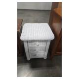 WHITE WICKER 3 DRAWER ACCENT TABLE