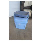 4 PLASTIC TOTES WITH LIDS