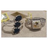 2 - JET & GRANITE COLOR W/CZ'S RINGS