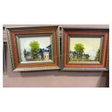 2 - ORIGINAL OIL ON CANVAS FRAMED  VTG PAINTINGS