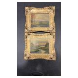 2 - VTG MINATURE  FRAMED PRINTS